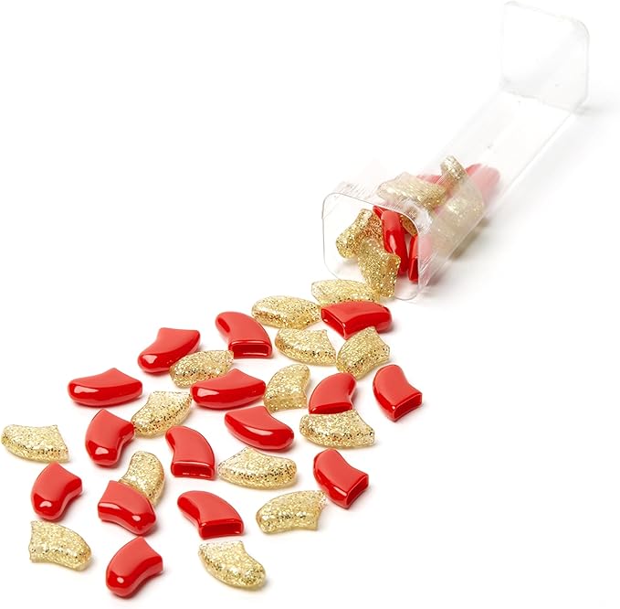 Soft Claws Nail Caps for Dogs with Non-Slip Design Made in USA - 40 Dog Nail Covers for Long-Lasting Protection of Floors and Furniture - Red & Gold Sparkle, XXL