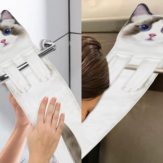 Cat Hand Towels for Kitchen and Bathroom - Cute Decor Gadgets - Hanging Soft Absorbent Face Towel - Funny Birthday, Mother's Day, Housewarming Holiday Unique Gifts for Women, Mom, Lady, Cat Lovers
