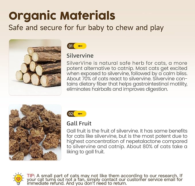 Potaroma 3 Pack Natural Silvervine Sticks Cat Toys, Catmint Silvervine Blend Sticks, Catnip Kittens Chew Toys Teeth Cleaning, Matatabi Dental Care Cat Treat Edible Kitty Lick Toys, Package May Vary