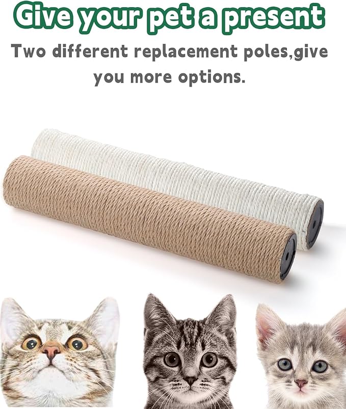 BNOSDM 4 Pcs 11.8”x2.75” M8 Replacement Scratching Post for Cat Tree Tower Rope Scratch Poles Refill Sisal Pole Part for Refurbishment Hemp White