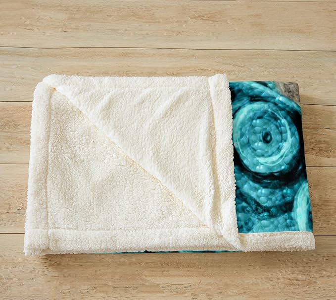 Skull Fleece Throw Blanket Queen 90"x90" for Bed Sofa Couch - 3D Print Octopus Skeleton Sherpa Decorative Horror Ocean Marine Life Plush Blue Soft Fuzzy Blanket