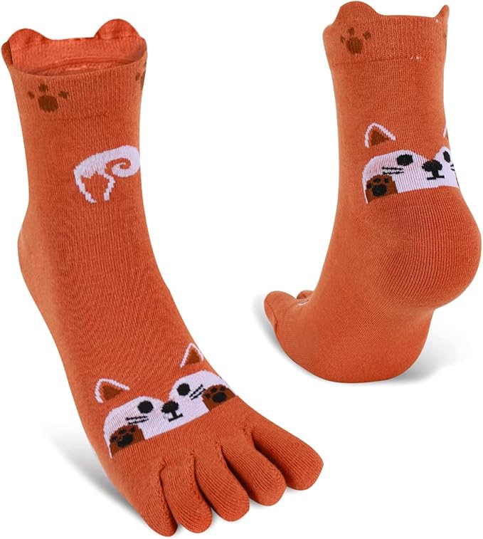 Benefeet Sox Funny Toe Socks Women Five Finger Socks Girls Cute Toe Seperated Cotton Socks Running Athletic Christmas Gifts