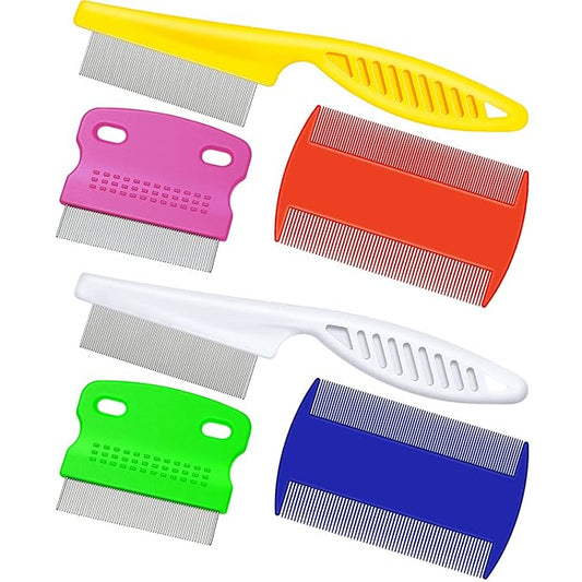 6 Pieces Pet Lice Combs Dog Grooming Flea Comb Cat Tear Stain Comb for Removal Dandruff, Hair Stain, Nit (White, Yellow, Green, Purple, Orange, Dark Blue)