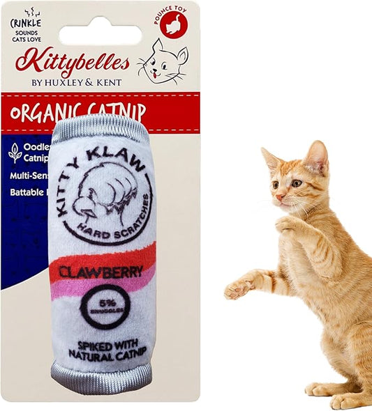Huxley & Kent Cat Toy | Kitty Klaw Clawberry | Nappy Hour Strong Catnip Filled Cat Toy | Soft Plush Kitty Toy with Catnip and Crinkle | Kittybelles