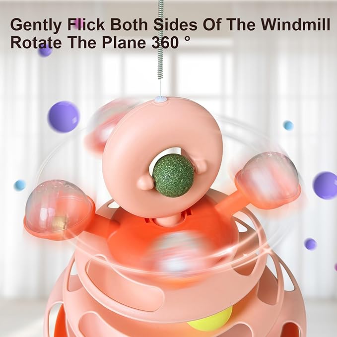 Interactive Cat Toy Kitten Toys Cat Toys with Catnip Balls Cat Toys for Indoor Cats Cat Ball Toy Cat Toys for Bored Indoor Adult Cats Orange