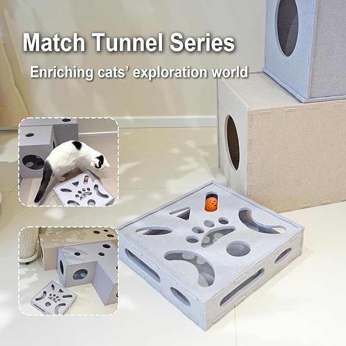 Meeyoview Cat Toys, Interactive Cat Puzzle Toy for Indoor Cats, Soft Felt Cat Ball Games Box, Maze Game Toy for Kitten