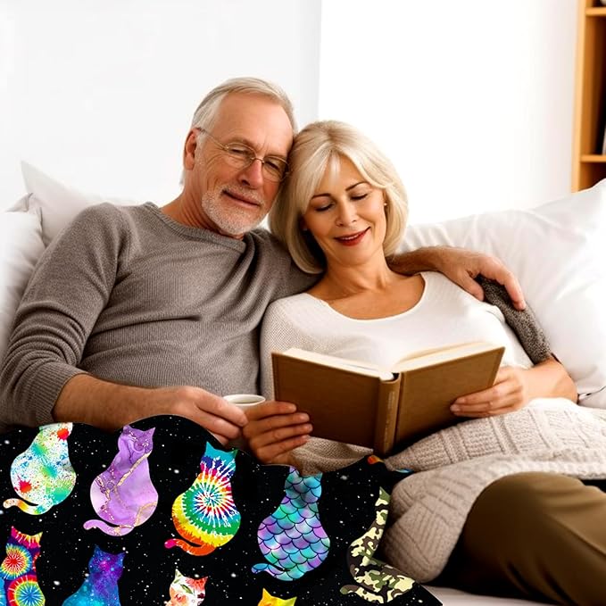 Cat Blanket Soft Cozy Flannel Throw Blanket Warm Lightweight Blankets Gifts for Cat Lovers Kids Girls Women Adults 50"x40"