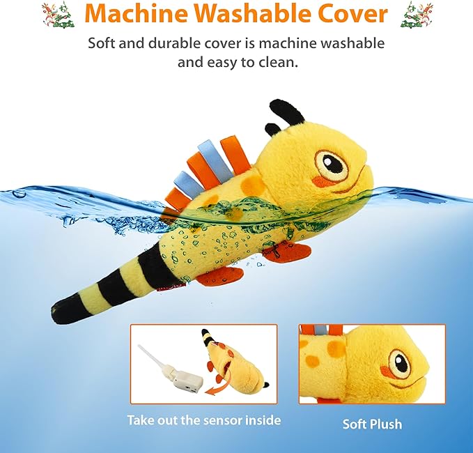 Gigwi Flopping Lizard Interactive Cat Toys with Catnip & Silvervine, Floppy Wiggle Cat Toy for Indoor Cats, Moving Activated Cat Kicker Toys, Electric Kitten Toys with USB Rechargeable