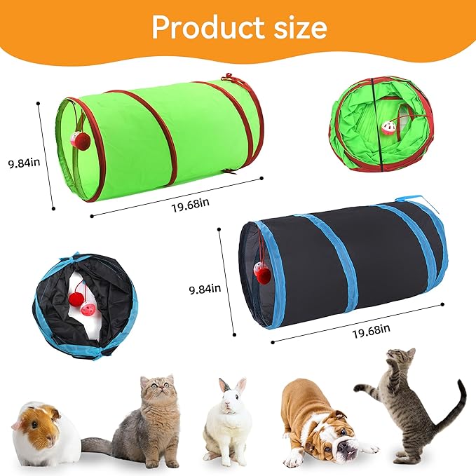 23PCS Assortment of Cat Toys -Foldable Spiral Cat Tunnel,Cat Spring,Mice,Cat Interactive Feather Teaser Wand Ball Toy, Colorful Balls & Bells for Kittens, Cats, and Puppies!