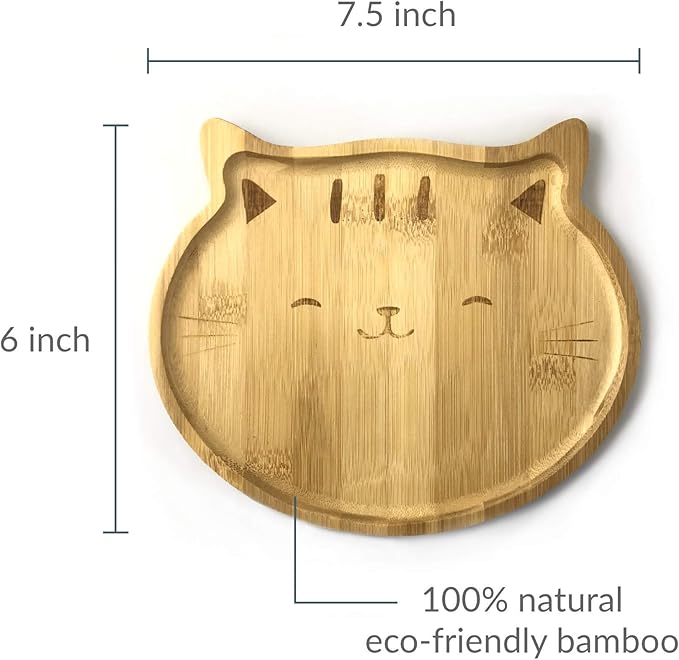 4572, Bamboo Cat Shape Food Plate for Snacks Appetizer Fruit Vegetable | Food Platter | Picnic Kitchen Party | Eco-Friendly Plates, 7"x6.5", Cat Face Shape, 10 Pack