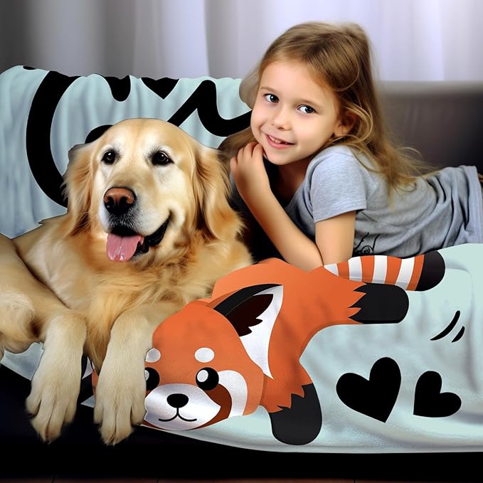 Red Panda Blanket Soft Cozy Warmth Flannel Red Panda Throw Blankets Just A Girl Who Loves Red Panda Blankets Bedding Decor for Red Panda Lover Girls Women Adults Gifts 80"x60"