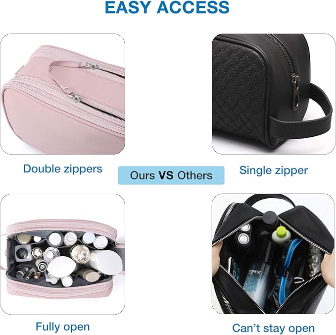 BAGSMART Toiletry Bag for Men, Travel Toiletry Organizer Dopp Kit Water-resistant Shaving Bag for Toiletries Accessories, Door Room Essentials,Beige-medium