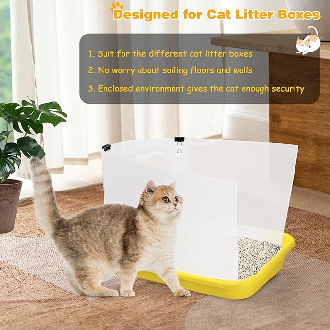 6 Pcs Cat Litter Box Pee Shields, Cat Litter Box Splash Guard for Open Top Litter Pan | Frosted | Easy Clean | 14.5"×11.5" (Litter Box Not Included)
