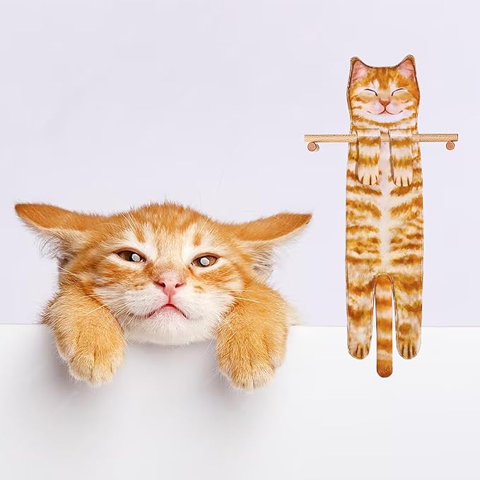 Cat Hand Towels for Kitchen Bathroom - Cute Cat Decor Gadgets - Hanging Soft Absorbent Hand Face Towel - Funny Birthday Mothers Day Housewarming Holiday Unique Gifts for Women Mom Lady Cat Lovers