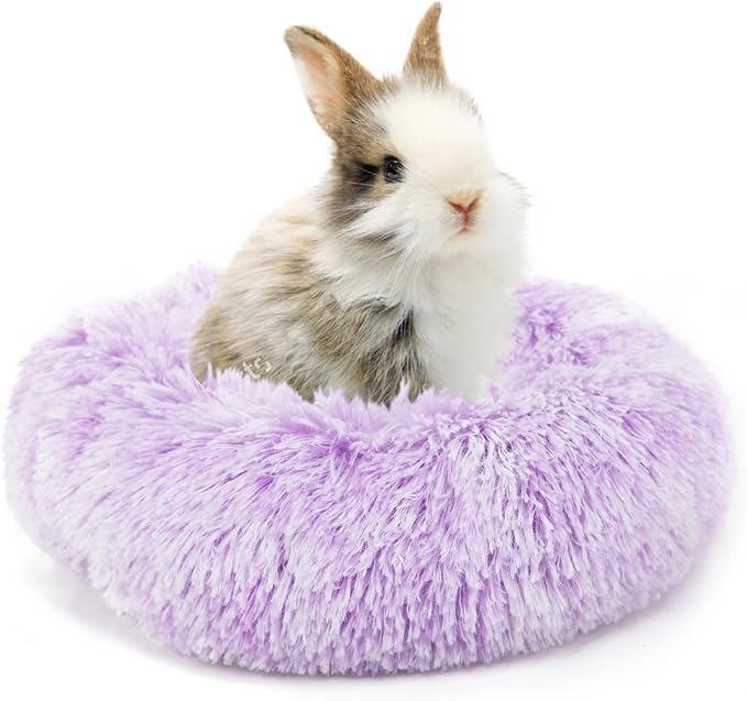 Bunny Bed Rabbit Hideout Large Soft & Comfortable Small Animal Bedding Cozy Bed Mat Warm Hideaway Cage Accessories for Guinea Pig White and Purple