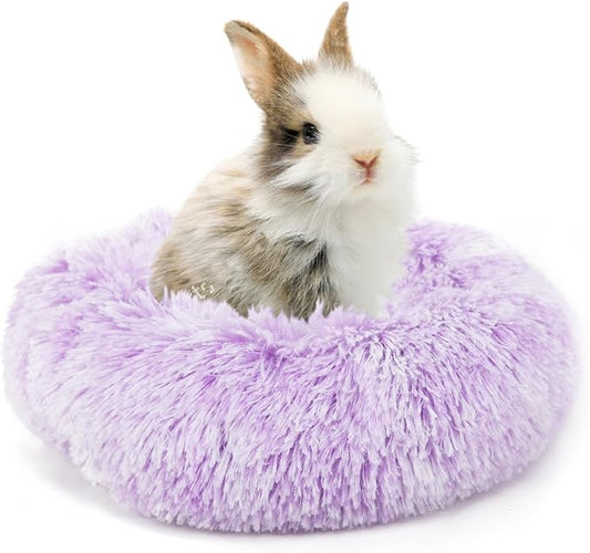 Bunny Bed Rabbit Hideout Large Soft & Comfortable Small Animal Bedding Cozy Bed Mat Warm Hideaway Cage Accessories for Guinea Pig White and Purple