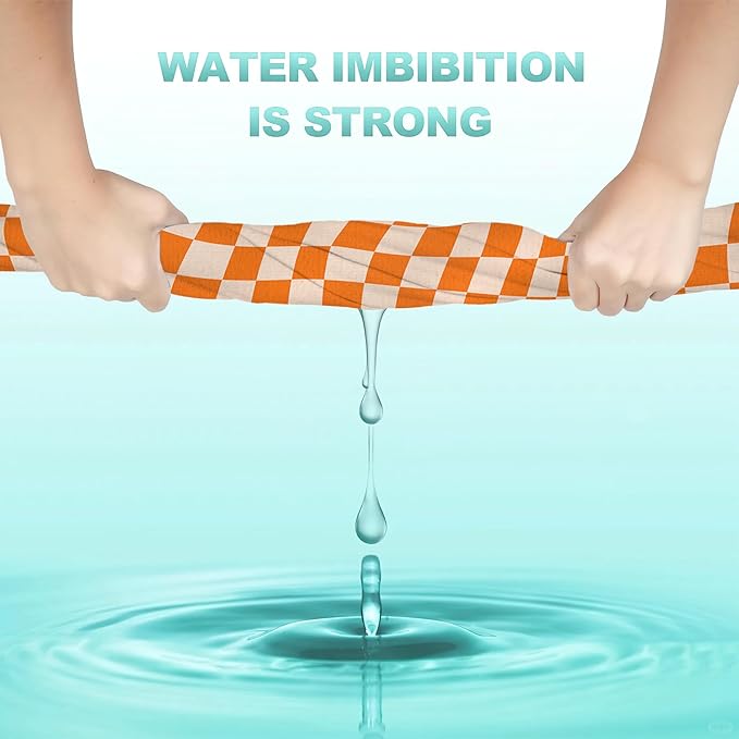 Retro Chess Board Hand Towels Set of 2,Orange Checker Soft Fingertip Bath Towel Small Face Washcloths Decor Kitchen Towel for Hotel Spa Gym Sport 28x14in