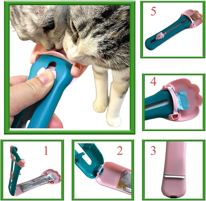 Cat Claw Shaped Cat Strip Squeeze Spoon, Delectables Lickable Cat Treats Spoon, Wet Treat Cat Feeder Spoon Treat Squeeze Spoon for Lickable Wet Cat Treats Liquid Snack Feeding (Blue)