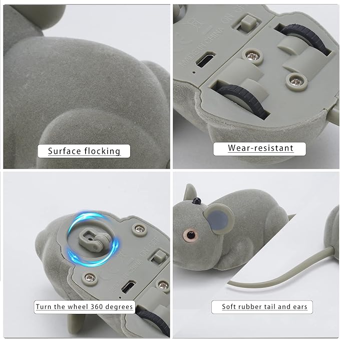 Interactive Cat Toys for Indoor Cats Remote Control Mouse Automatic Moving Cat Toy with Automatically Sense Obstacles and Escape Moving Electric Mouse Cat Toy for All Breeds Cat Boredom Exercise, Gray