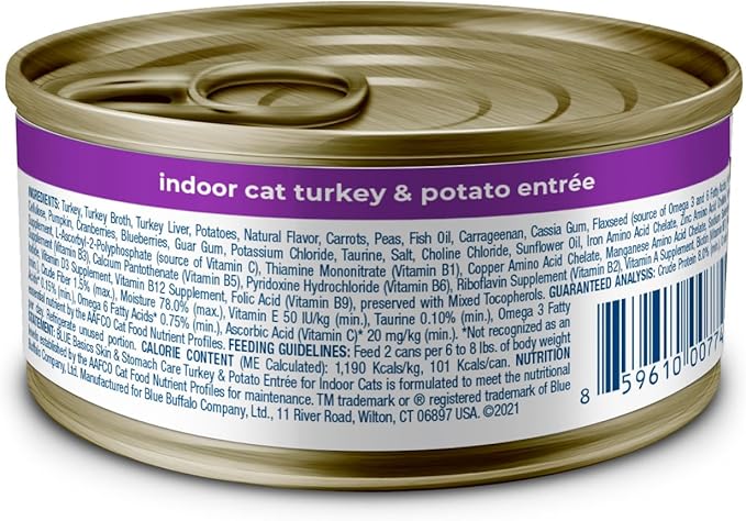 Blue Buffalo Basics Grain-Free Adult Wet Dog Food, Skin & Stomach Care, Limited Ingredient Diet, Turkey Recipe, 3-oz Can, 24 Count