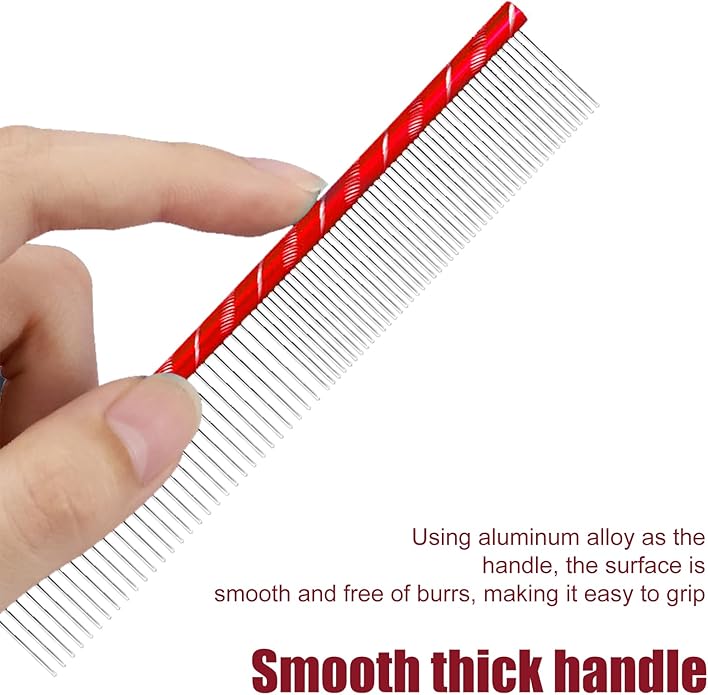 Dog Comb By MEKBOK - Grooms Cats As Well - For Medium to Thick Coats - 8 Inch Length - Rounded Spine - Grooming Tool for Mats and Shedding