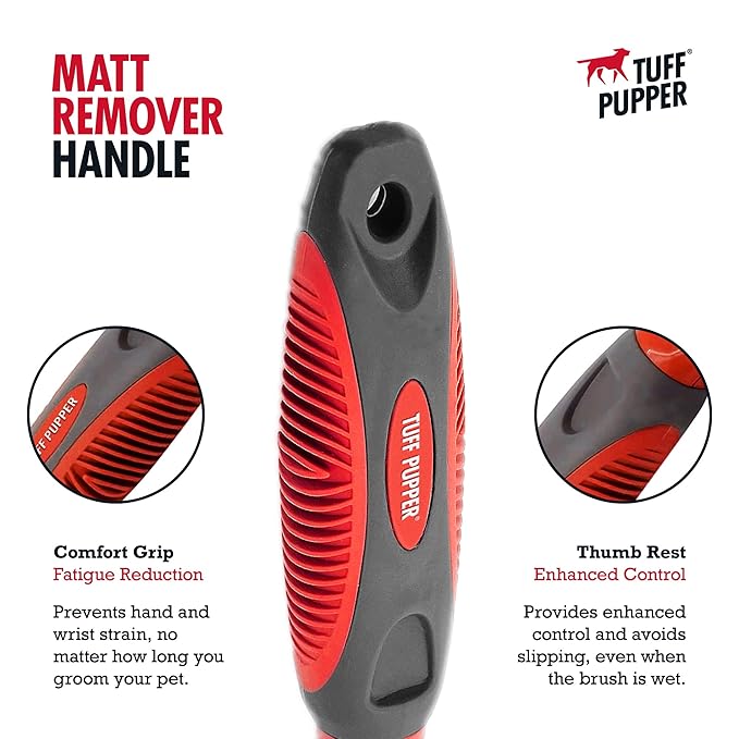 Tuff Pupper Deep Knot and Mat Remover Tool | Dematting Brush for Dogs, Cats, and Small Animals | Mat Splitting Grooming Comb for Long and Short Fur Pets