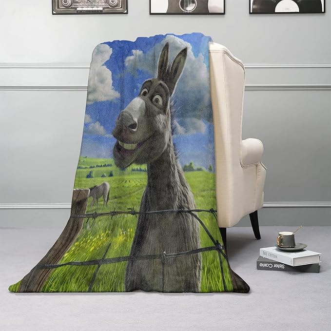 Funny Donkey Blanket, Soft & Warm Flannel Throw Blanket - Cozy Lightweight Blankets for Travel, Sofa, Bedroom, Office for Adults Kids - Ideal for All Season 60"×50"