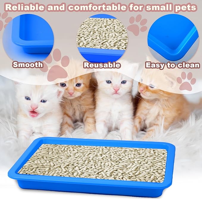 10pcs Kitten Litter Box, Plastic Cat Litter Trays Colorful Kitten Litter Pan Cat Waste Tray for Indoor Kittens (5 Colors)