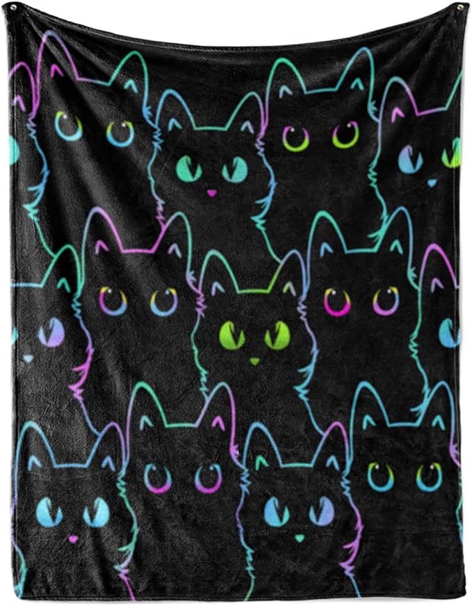 Flannel Throw Blanket Cute Cat All Season Super Soft Cozy Blanket for Bed or Couch Blanket Full Size (70"x55"),Cartoon Animals Throws Print Throw Blanket 4 Size for Kids Adults