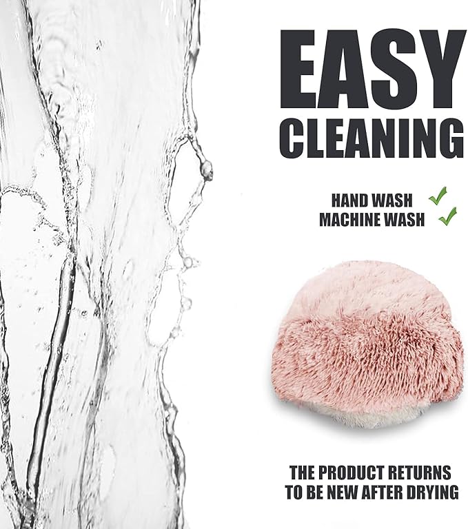 ShinHye Cat Bed Round Plush Fluffy Hooded Cat Bed Cave, Cozy for Indoor Cats or Small Dog beds, Soothing Pet Beds Doughnut Calm Anti-nxiety Dog Bed - Waterproof Bottom Washable, (23×23inch, Pink)