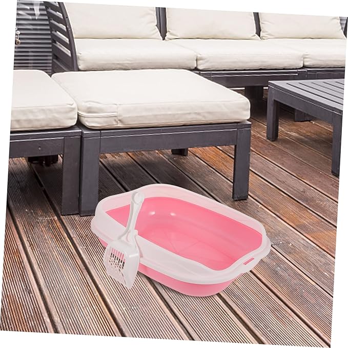 1 Set Cat Litter Box Portable Litter Box Plastic Bins Portable Potty Cat Litter Tray with Scoop Kitten Litter Box -Splash Litter Box Kitten Litter Box Low Entry Open Litter Box