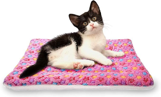 FJWYSANGU Fluffy Pet Cat Blanket Soft Coral Velvet Pet Puppy Cushion Mat Warm Cover Soft Pad Mat XL Pink