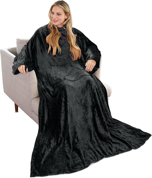 Solaris Wearable Blanket with Sleeves for Adults, Softness Comfort Warmth Fleece Gift for Women Men, Snuggy Body Throw TV Blanket for Home Office Lounge, Gift for Your Lover