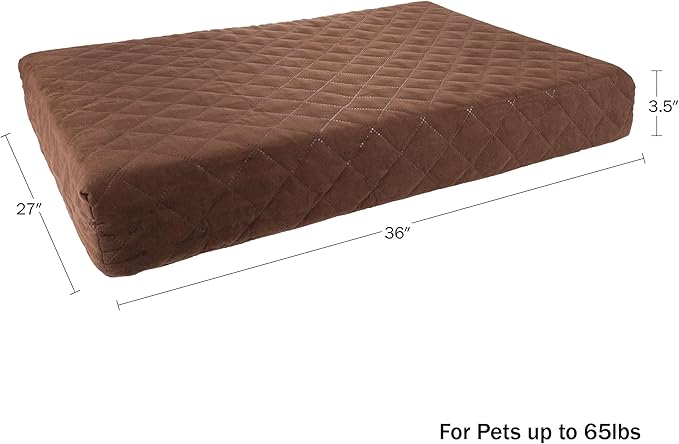 Water-Resistant Dog Bed - 2-Layer Memory Foam Dog Bed with Removable Washable Cover and Non-Slip Bottom - 36in Large Pet Bed for Dogs up to 75lbs by PETMAKER (Brown)