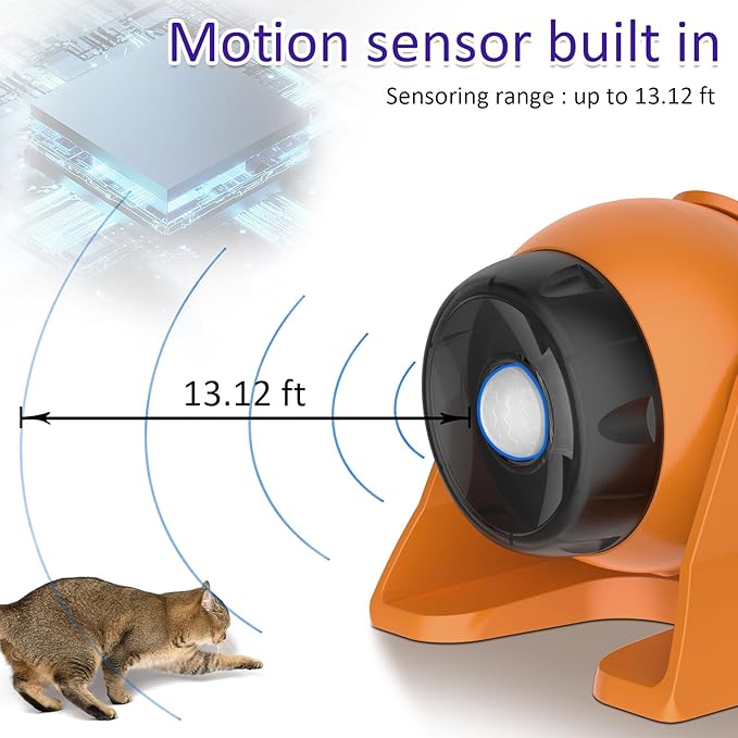 Cat Laser Toys Motion Acticated Responsive Interactions, Mix Fast & Slow Laser Game (Orange)