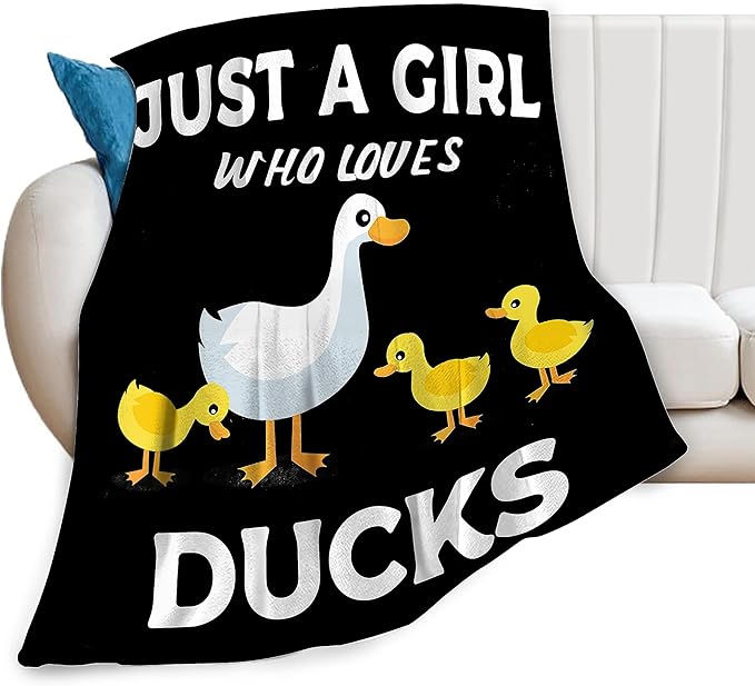 Just A Girl Duck Plush Throw Blanket - Super Soft, Cozy, Warm Fleece - Cute Duck Design - Perfect Gifts for Kids, Girls, Boys, Women - 40"X50"