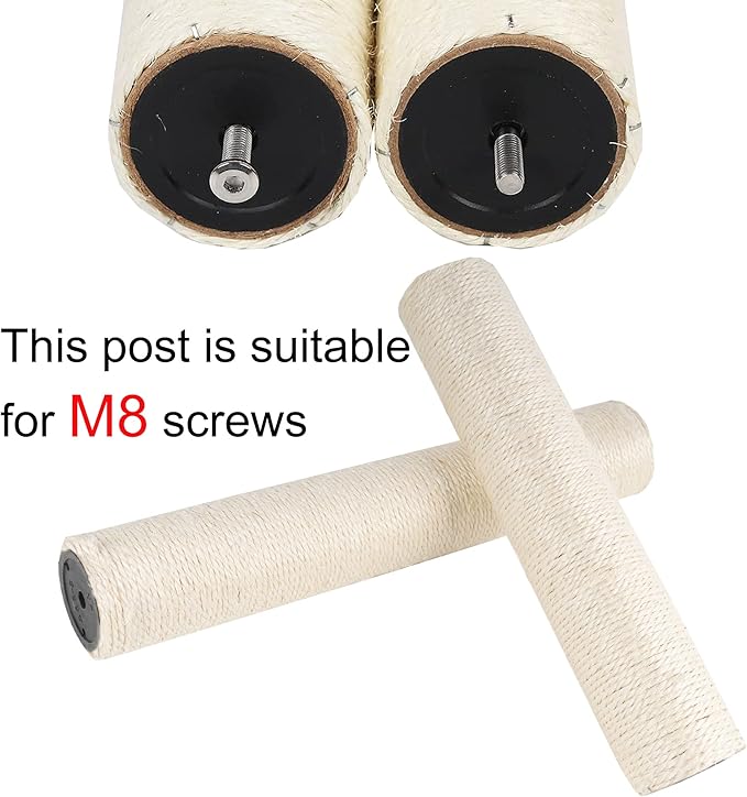 Dimaka Cat Scratching Post Replacement Pole, Cardboard and Sisal (Beige-2 Posts, 7.9 in / 20 cm)