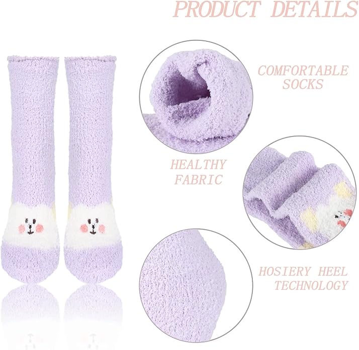 Benefeet Sox Cute Animal Fuzzy Socks for Women Girls Funny 3D Animal Cozy Socks Fluffy Slipper Socks Plush Comfy Soft Socks