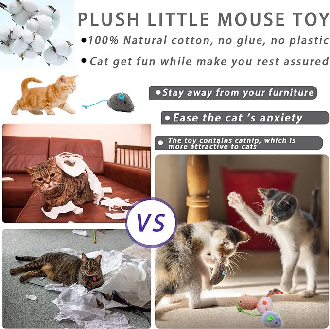 cat Mouse Toy, Rat Stuffed Animal, Mouse Toy，Mint Mouse Toy Suitable for Indoor Cats, Resistant to Biting (24 Piece Set)