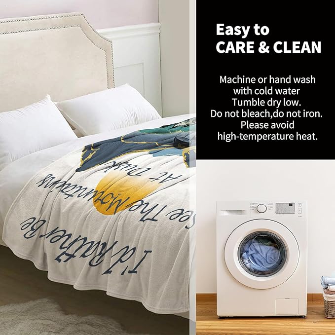 Mountain Blanket Personalized Gifts for Women Girls Mom Kids Adult Teen Birthday Christmas Valentine Present Sunset Theme Decor Home Bedroom Living Room Sofa Couch Soft Cozy Plush Fleece Throw 60"x50"