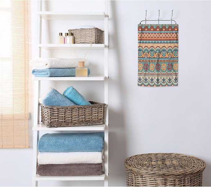 AOYEGO Ethnic Stripes Bath Towels Bohemian Aztec Paisley Floral Doodle Polka Dots Kitchen Hand Towels Bathroom Decor Soft Beach Microfiber Hair Towels 15x30 Inch