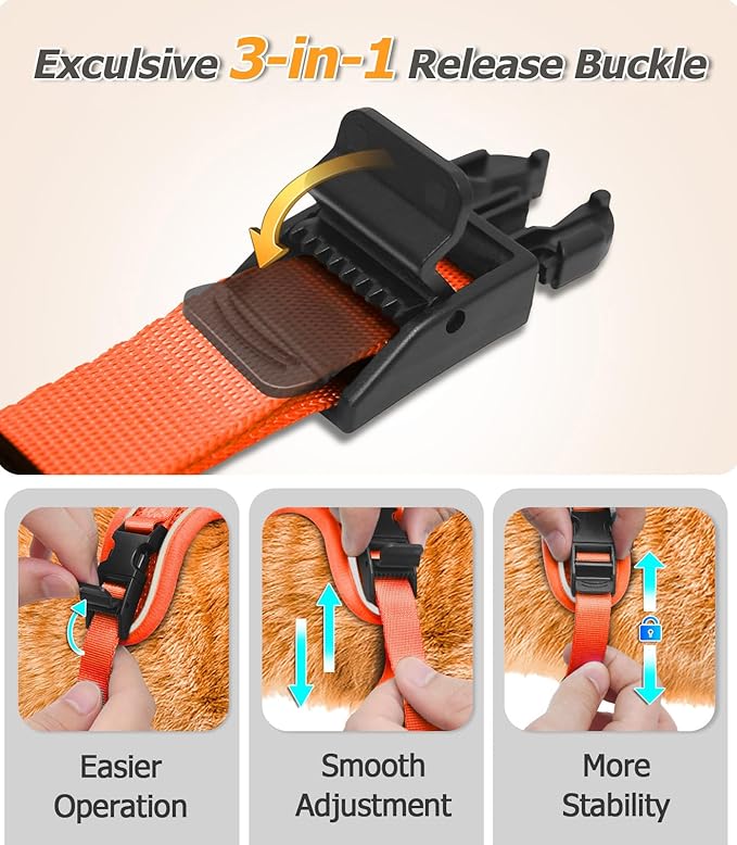 Halypet Cat Harness and Leash Set [MAX Safety 4th-Gen Upgrade] Escape Proof Adjustable Cat Leash Comfortable Soft Vest Easy to Wear Kitten Harness with Reflective Strip for Cats Walking, S Orange