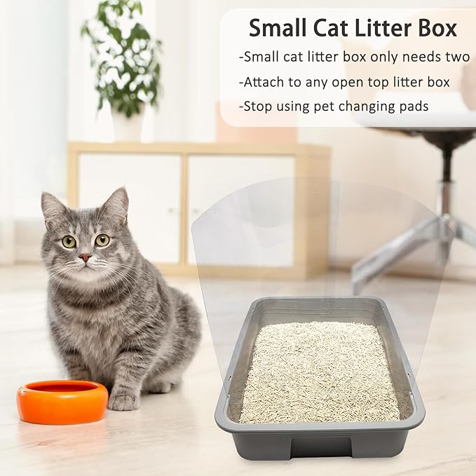 4Pcs Cat Litter Box Pee Shields,Transparent Easy Clean Litter Box Splash Guard for Open Top Litter Pan 14.5×11.5in- Litter Box Not Included