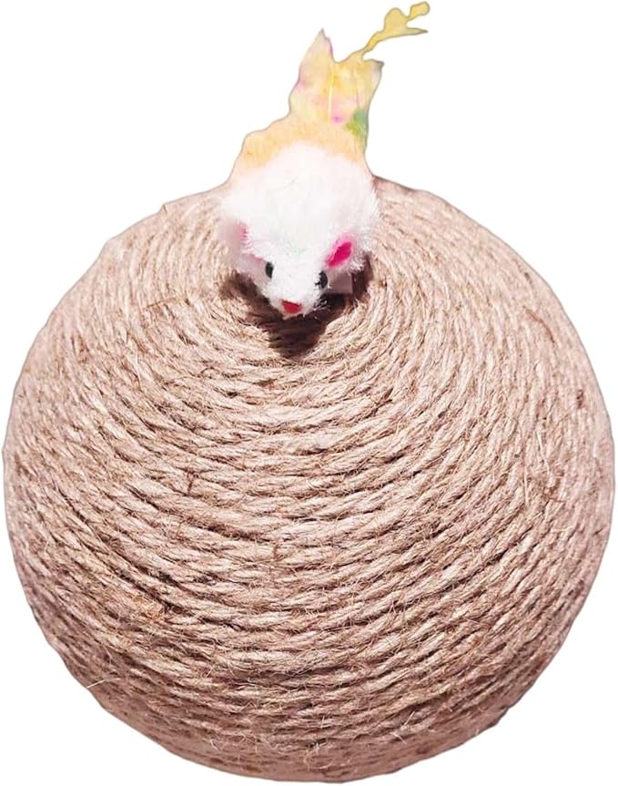 Cat Scratching Ball，Cat Ball for Interactive Enrichment and Play, Cat Scratching BallHeavy Duty Hemp Rope Toy,Cat Tree Replacement (Ball Brid)