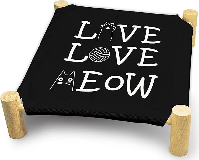 Cozy Live Love Meow Cat Beds, Wooden Hammock Bed for Indoor Cats, All Seasons Comfort, Cat Bed Also Suitable for Small Dogs, Pet Beds
