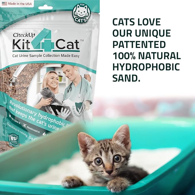 2lb Hydrophobic Cat Litter for Urine Collection, Hydrophobic Sand Urine Collection Litter Kit I Collect cat Urine Sample for Test (3 x 11oz Bags)