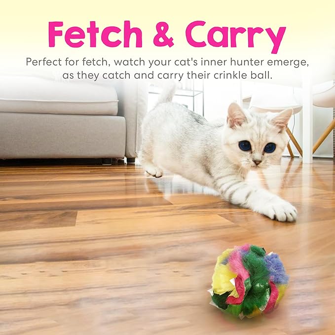Cat Crinkle Balls 1.5 Inch (2-Pack) - Mini Crinkle Cat Toys for Indoor Cats - Multi-Color Crinkle Cat Toy - Cat Toys Crinkle Balls to Keep Fit and Active - Canadian-Made Crinkle Balls for Cats