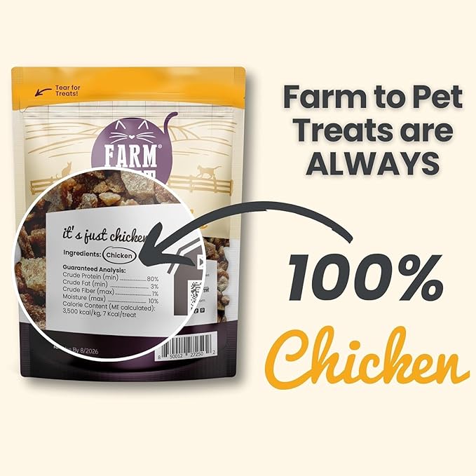 Farm To Pet Cat Treat Crumbles | Single Ingredient Chicken Cat Treats, Chicken Snacks - Healthy Cat Treats for Indoor Cats| Chicken Kitten Treats - Essential Cat Products (Mix with Wet/Dry Cat Food)