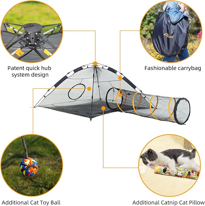 Cat Tent for Indoor and Outdoor Cat Enclosures(Outdoor, Tunnel, and Playhouse) Cat Playpen X-Large Portable Cat Tunnel Play Tents for Cats Rabbits and Small Animals