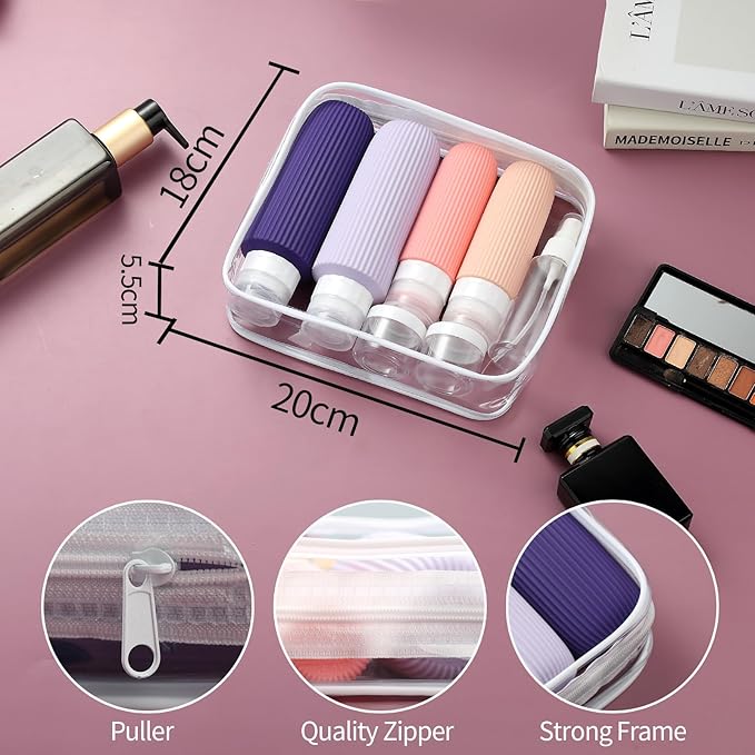 16 Pack Travel Bottles for Toiletries, Large 6oz Silicone Travel Containers jar for Toiletries, Leak Proof Refillable Liquid Shampoo And Conditioner Travel Essentials toiletry Bottles